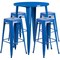 Emma and Oliver Commercial Grade 30" Round Metal Indoor-Outdoor Bar Table Set, 4 Backless Stools